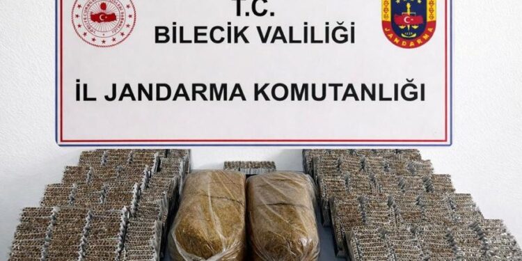 Pazaryeri’nde 13 bin 580 makaron ve 10 kilo kıyılmış tütün ele geçirildi