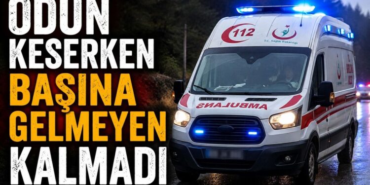 ODUN KESERKEN DÜŞEN ADAM YARALANDI